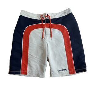 Tommy Hilfiger Vintage Swim Trunks Orange Navy Men’s Size 32
